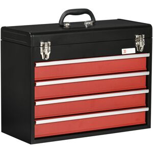 Durhand - Lockable 2/3/4 Drawer Tool Chest w/ Ball Bearing Slide Drawer 51cm x 22cm x 39.5cm - Black