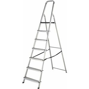 WERNER Aluminium 7 Tread Stepladder 150kg Max Load, Slip Resistant & High Safety Rail