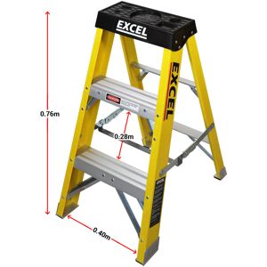 Excel - Electricians Fibreglass Step Ladder 3 Tread 0.76m Heavy Duty