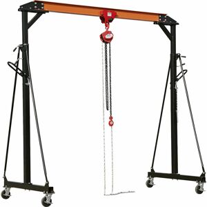 LOOPS 1 Tonne Portable Gantry Crane Kit - Includes Trolley Plain & 2.5m Chain Block