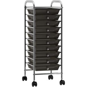 10-Drawer Mobile Storage Trolley Black Plastic Vidaxl black