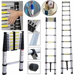 DAY PLUS 12.5ft/3.8m Aluminum Telescoping Ladder 12-Step Portable Extension Ladder 330LBS