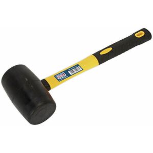 Loops - 1.5lb Rubber Mallet - Fibreglass Shaft - General Purpose Hammer - diy Camping