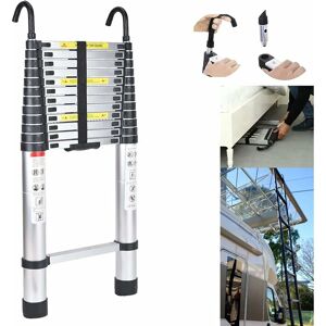 BRIEFNESS 16.5ft/5M Telescoping Ladder, Straight Portable Telescopic Extension Ladder with Hook 300LBS Capacity, Heavy Duty Aluminum, for Outdoor and Indoor