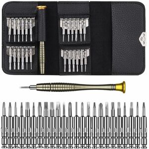 DENUOTOP 25pcs Screwdriver Set Tiny Screwdrivers Bits Repair Tools Kit for Phones Glasses Watches,Torx Pentalobe Phillips Slot Triangle Eject Pin Tool Mini