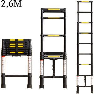 AXHUP 2.6M Telescoping Ladder, Portable Aluminum Telescopic Height Extension Multi Purpose Loft Ladder, 330 pound/150 kg Capacity All Black
