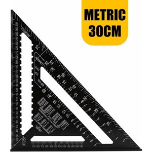 Langray - 30CM Metric Professional Triangle Protractor Aluminum Alloy Triangle Ruler Stop Angle Measuring Tool