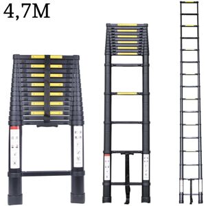 AXHUP 4.7M Telescoping Ladder, Portable Aluminum Telescopic Height Extension Multi Purpose Loft Ladder, 330 pound/150 kg Capacity All Black