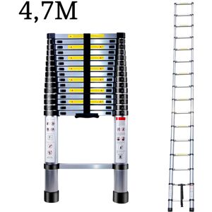 AXHUP 4.7M Telescoping Ladder, Portable Aluminum Telescopic Height Extension Multi Purpose Loft Ladder, 330 pound/150 kg Capacity (Silver)