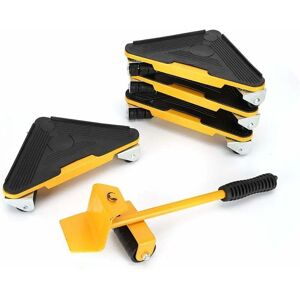 Tinor - 5 Piece Furniture Moving Tool Set Transport Lifter Roller Wheel Bar Hand Kit