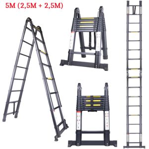 AXHUP 5M Telescopic Ladder Extension Tall Multi Purpose Folding Loft Ladder with stabilizer, 330 pound/150 kg Capacity