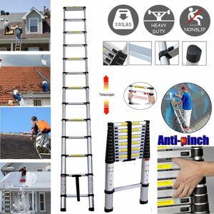 DAY PLUS Aluminum Telescopic Ladder 12.5FT/3.8M Straight Telescoping Ladder Non-Slip