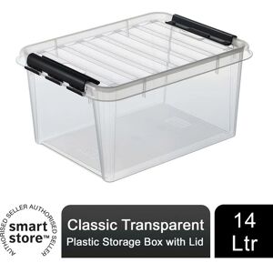 Smartstore - 15 Classic Transparent Plastic Storage Box with Lid, 14 Litre