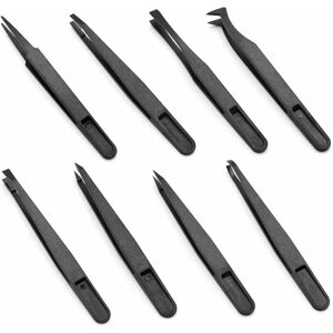 8 Piece Anti-Static Plastic Tweezers for Computers, Electronics Repairs, Jewelry, Lab & Precision Work Anti-Static Tweezers - Denuotop