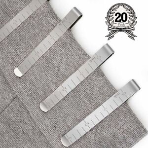 Couture Set of 20 Stainless Steel Clamps Hem Clips 3 '' Measure Quilting Ruler for Wonder Clips, Pinning and Marking Accessories - Denuotop