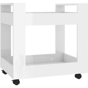 Desk Trolley High Gloss White 60x45x60 cm Engineered Wood Vidaxl White