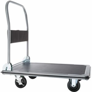 TECTAKE Folding trolley with brakes - hand truck, flatbed trolley, platform trolley - black 300 kg - black