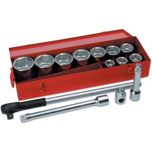 Metric Socket Set 1D 14pc Heavy Duty Single Hex Steel Boxed 2721 - Laser Tools