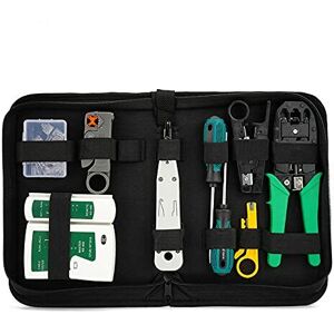 AOUGO Network Repair Tool Kit, Crimping Tool, Cable Tester, Connectors, Tool Crimper Suitable for Computer DIY for RJ45 RJ11 Cat5e Cat 6 Cable Tester