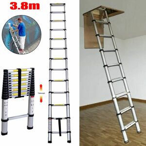 DAY PLUS New 3.8m 12.5FT Extension Telescoping Aluminium Escalera Telescopic Ladder EN131