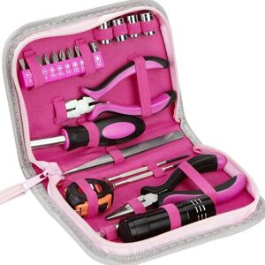 Pink Tools 23 Pieces Women Home Tool Set with Tape Measure Cutting Pliers Sockets Screwdriver for diy and Home Repair Office - Alwaysh