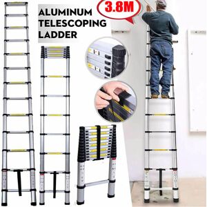 DAY PLUS Portable Telescopic Ladder 3.8M(12.5FT) Extendable Ladder Heavy Duty Climb Tool