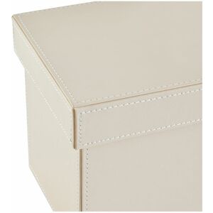 Premier Housewares - cd Storage Box Cream Color Faux Leather Rectangular Boxes With Lid For DVDs / Books / Magazines Airtight Containers For Bedroom
