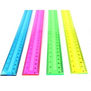 HÉLOISE Provides 4 Plastic Rulers, Unbreakable Ruler Bulk for School, Home or Office, Clear Plastic Rulers, Assorted Colors.