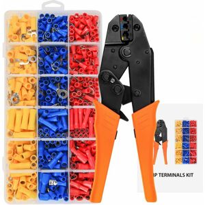 Langray - Ratchet Crimping Pliers with 700 Electrical Lugs for 0.5-1.5mm2 / 1.5-2.5mm2 / 4.0-6.0mm2 cables