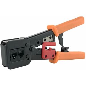 Groofoo - RJ45 Crimping Tool for RJ11/RJ12 Network and Telephone Cables - 3-in-1 Modular Telecom Crimping Tool Network Cable Pliers Ratchet Crimper