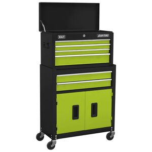 American Pro Sealey - Topchest & Rollcab Combination 6 Drawer with Ball-Bearing Slides - Hi-Vis Green AP22HVG