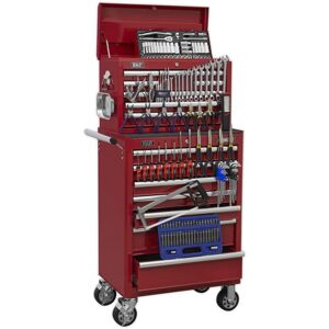 Topchest & Rollcab Combo 15 Drawer - Red & 147pc Tool Kit - Sealey