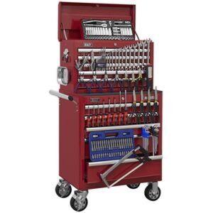 Topchest & Rollcab Combo 10 Drawer - Red & 147pc Tool Kit - Sealey