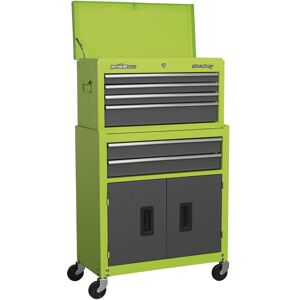 Sealey - Topchest & Rollcab Combination 6 Drawer with Ball-Bearing Slides - Hi-Vis Green/Grey AP2200BBHV