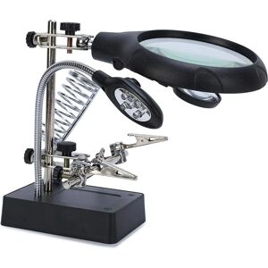 AOUGO Stand Magnifier Magnifying Glasses 5 LEDs Third Hand Multifunctional Soldering Iron for Electronic Engineer Watchmaker Watch Repair Welding