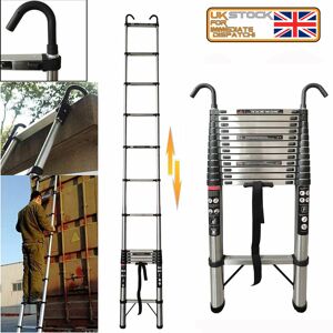 DAY PLUS Telescopic Ladder 5M Multi-Purpose Folding Ladder w/ Hooks Max Load 150kg, EN131