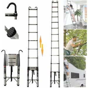 DAY PLUS Telescopic Ladder 5M Multi-Purpose Non-slip Folding Ladder with Detachable Hooks