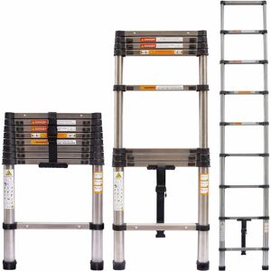 BRIEFNESS Telescoping Ladder 8.5FT/2.6M Aluminum Telescopic Extension Ladder Lightweight Extendable Ladder Portable Collapsible Straight Ladder EN131 Standard