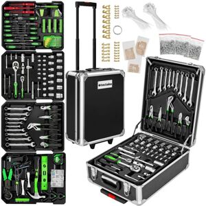 TECTAKE Tool box trolley 1200 PCs. - tool box on wheels, tool case, tool trolley - black