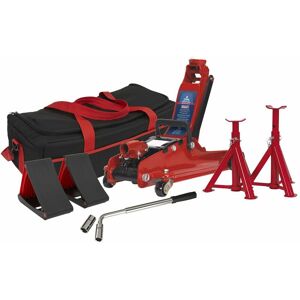 Sealey - Trolley Jack 2 Tonne Low Entry Short Chassis & Accessories Bag Combo - Red 1020LEBAGCOMBO