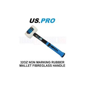 Us Pro - Tools 32oz White Rubber Mallet Non Marking Hammer Face Fibreglass 4522