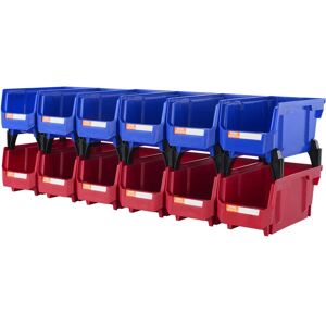 Vevor - Plastic Storage Bin, (11-Inch x 5-Inch x 5-Inch), Hanging Stackable Storage Organizer Bin, Blue/Red, 12-Pack, Heavy Duty Stacking Containers