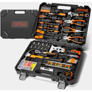 VONHAUS Tool Kit - Ultimate 120 pcs Tool Box - Includes Hand Tools, led Torch, Hex Keys, 3m Tape Measure & More - Comprehensive diy Tool Kits for Home,