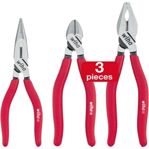 Wiha Pliers set Classic (26850), 3 -piece combination pliers/ diagonal cutters/ needle nose pliers, water pump pliers, wire cutter, power pliers,