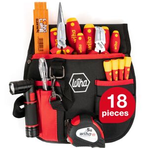 Tool set basic electrician's equipment 18 part i belt pouch i for mobile application i vde tool (44574) - Wiha