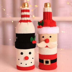 Wine Bottle Cover Christmas Sweater 2pcs Wine Bottle Clothes Set Wedding Party Christmas Table Decoration Denuotop