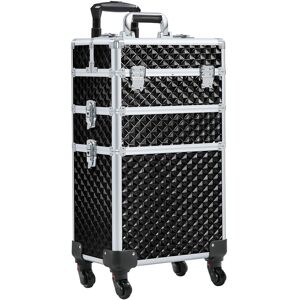 Yaheetech - 3-in-1 Rolling Makeup Train Case, Black