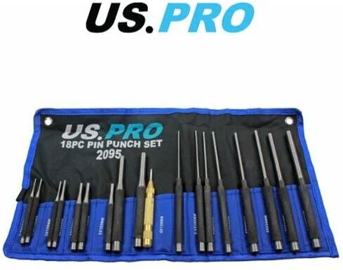 Us Pro - 18pc Pin Punch Set With Automotive Centre Punch 2095