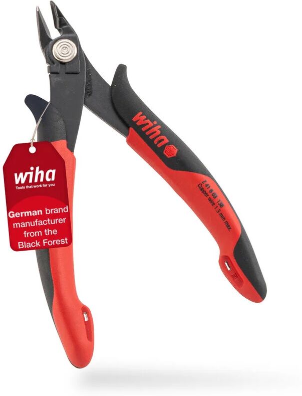 Wiha Precision diagonal cutters for electronics, small (26825) wide pointed head without beveled edges 130mm i mini wire cutter for electrical