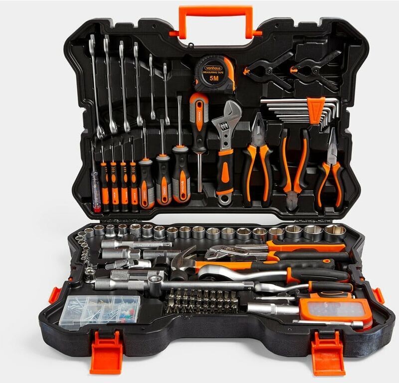 VONHAUS Socket & Tool Set, 256 Piece Tool Set With Socket Set, In Heavy Duty Storage Case, Everything You Need For diy, Workshop & Garage, Spanners, Pliers,